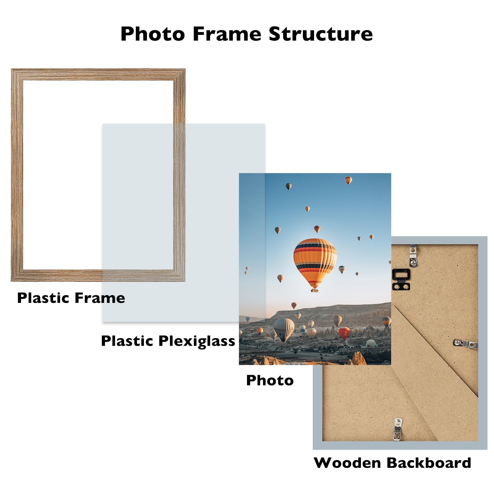 8.5x12 Picture Frame Rustic Brown for Wall Hanging or Tabletop, Wall Mounting Horizontally or Vertically, 8.5 x 12 Wall Gallery